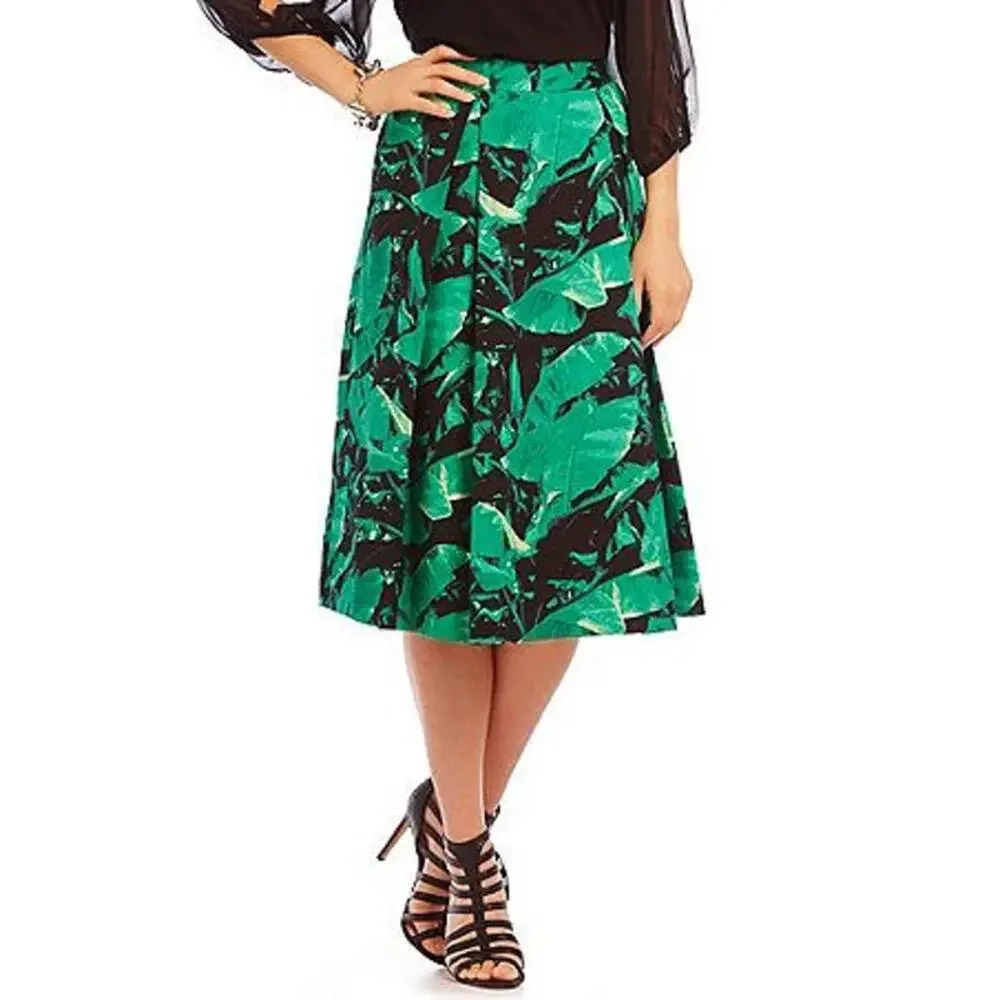 Vince Camuto Island Palm Pleat Skirt Sz 12 - Picture 1 of 12